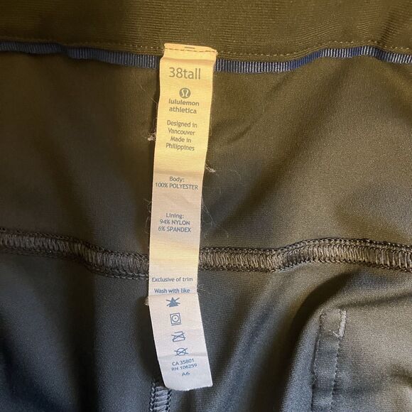 Lululemon Men's Commission Charcoal Warpstreme Pants W38/36 Athletic 5 Pocket - Picture 15 of 16